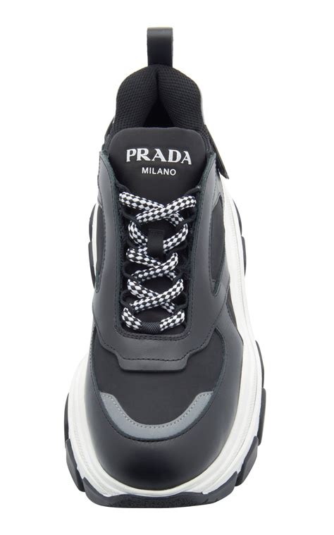 prada platform sneakers white|prada denim sneakers.